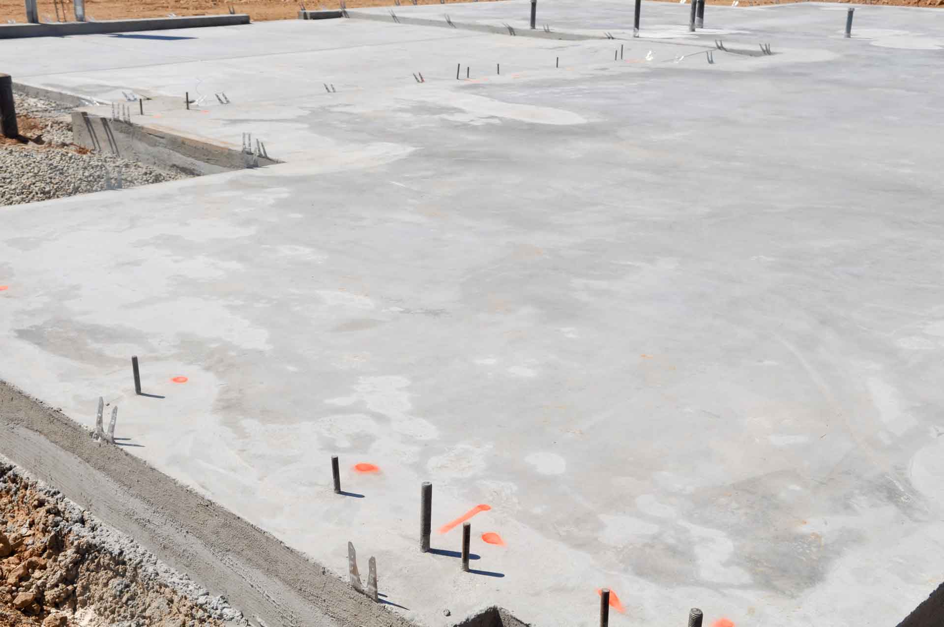 Freshly poured concrete foundation